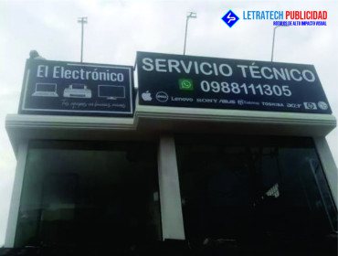 Fachada de alucubond y letras en sintra pvc