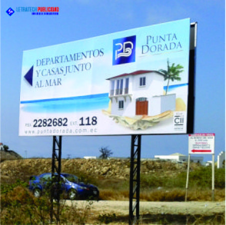 Valla Publicitaria , lona impresa y estructura metálica